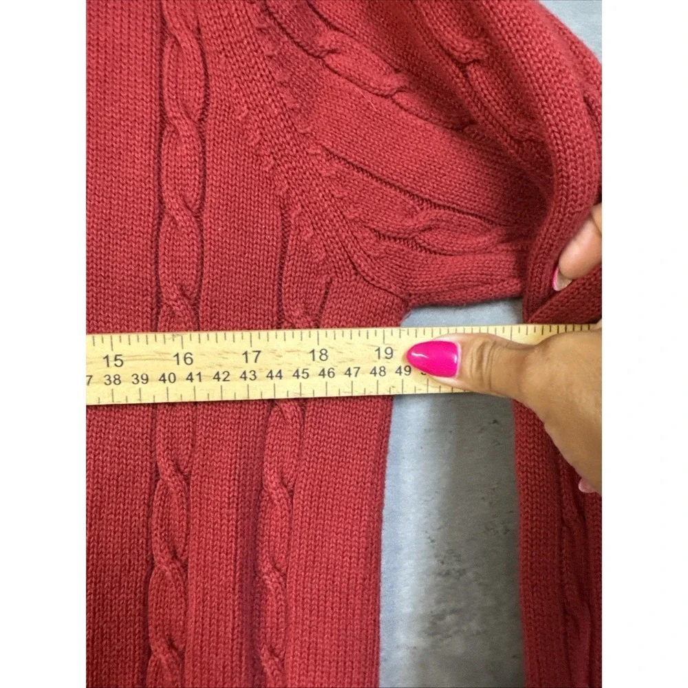 Vintage Tommy Hilfiger vibrant red cable-knit crewneck sweater Small Men's